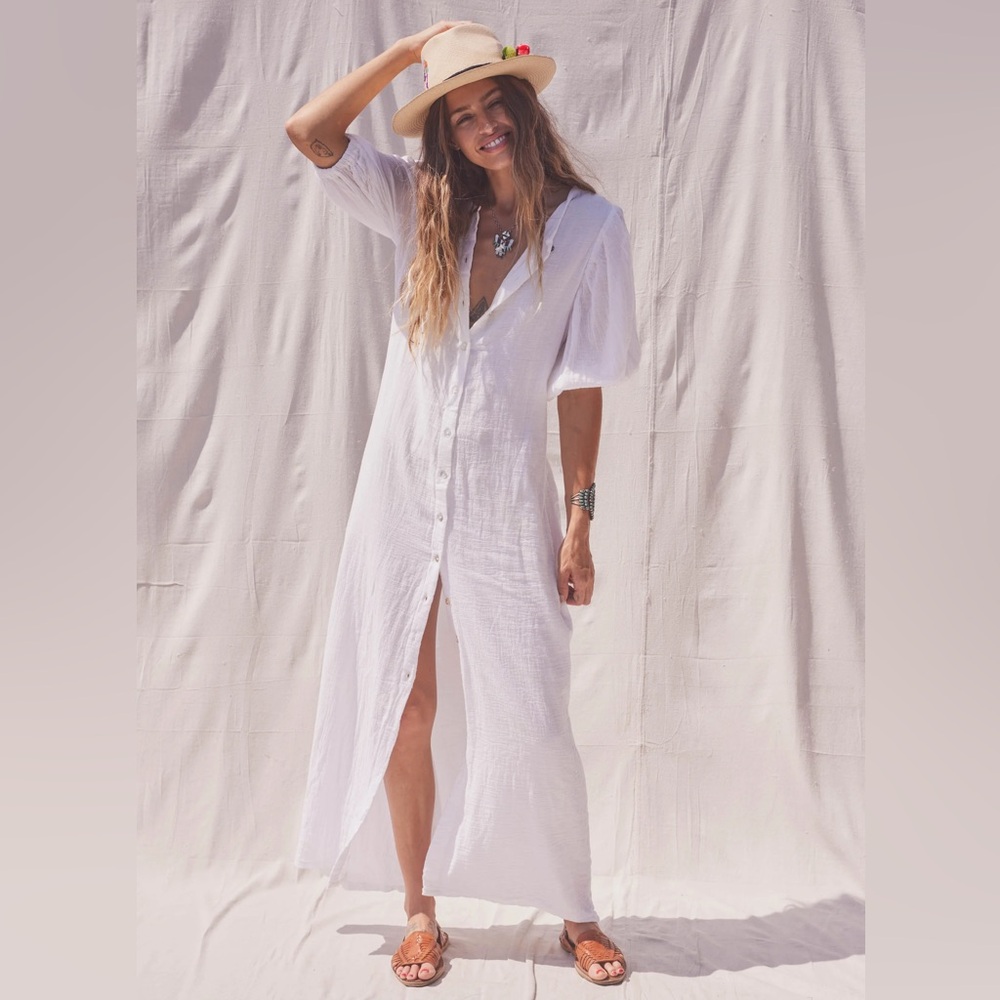 Free People Jen's Pirate Booty Paraguay Maxi Gown Size M White